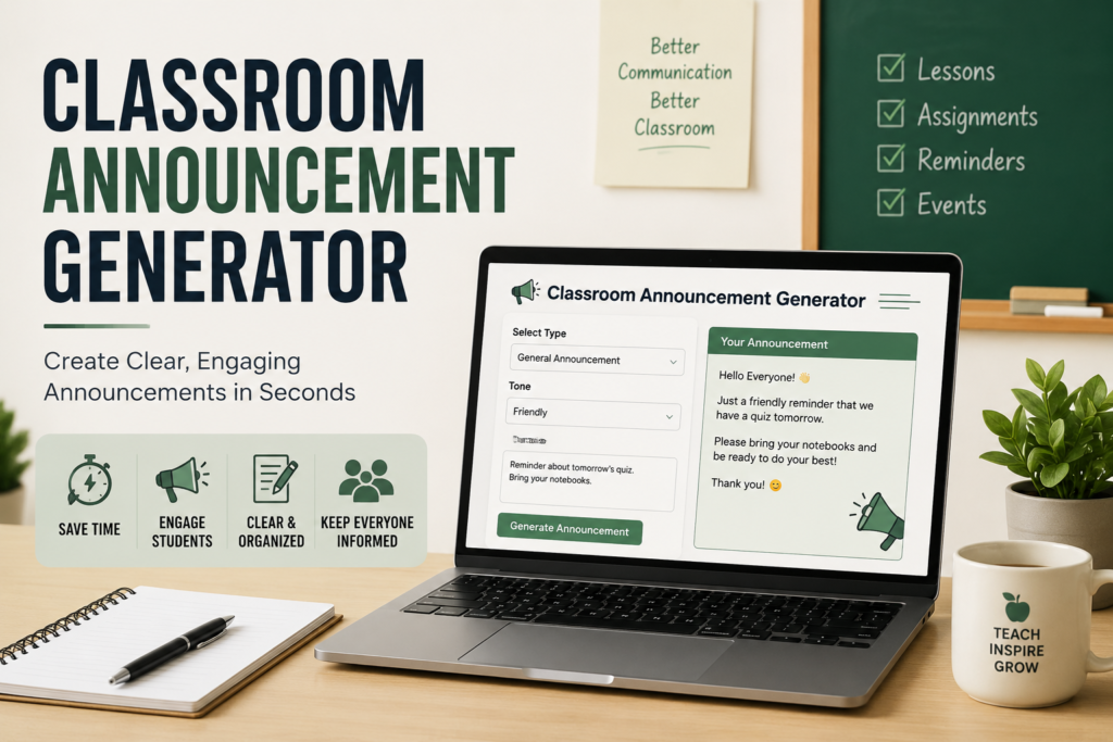 Classroom Announcement Generator for Teachers