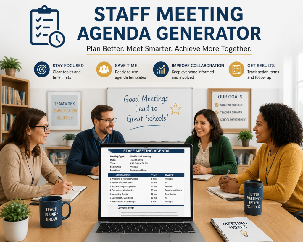 Staff Meeting Agenda Generator for school teachers