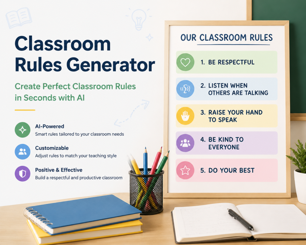 Classroom Rules Generator for teachers creating positive classroom rules